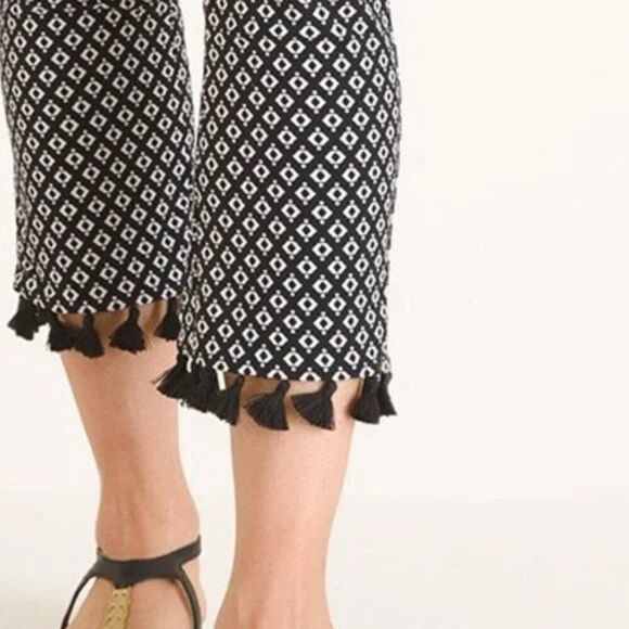 Chico's Pants Size 3P (16P) Brigitte Pull On Tassel Hem - Picture 2 of 12